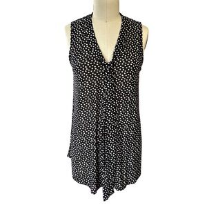 Maternity Siren Lily Black and White Hearts Sleeveless V-Neck Blouse
